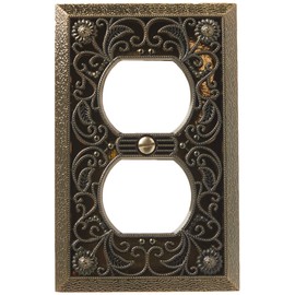 Amerelle 65DAB Filigree Wallplate, 1 Duplex, Antique Brass