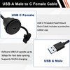 QINJOOELC USB A 3.0 to USB C Panel Mount Extension