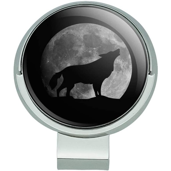 GRAPHICS & MORE Wolf Howling Moon Silhouette Golf Hat Clip with Magnetic Ball Marker