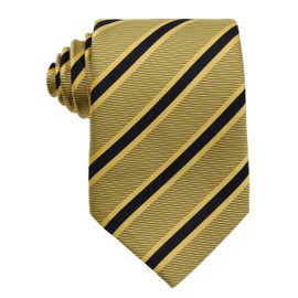 Geotae Zerun New Classic Men's Striped Silk Tie Necktie, Gold/Black, Classic (3.6 in./9 cm)