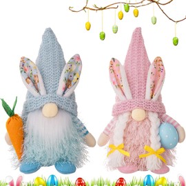 Easter Gnome Dolls, Pack of 2 Spring Decoration Gnome Figures, Easter Plush Dwarf, Swedish Gnome Dolls, Spring Faceless Doll Dwarf, for Easter and Spring Holiday Decoration (M4)