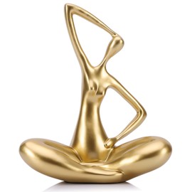 LCCCK Gold Sculpture Woman Statue Abstract Art Female Statues, Modern Funky Home Decor Yoga - Gold Decor Accents, for Bookshelf Decorative Objects Shelves Office Shelf Desktop Figurines Decoration