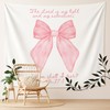 Evcprz Coquette Pink Bow Christian Tapestry, Bible Verse Wall Tapestries,