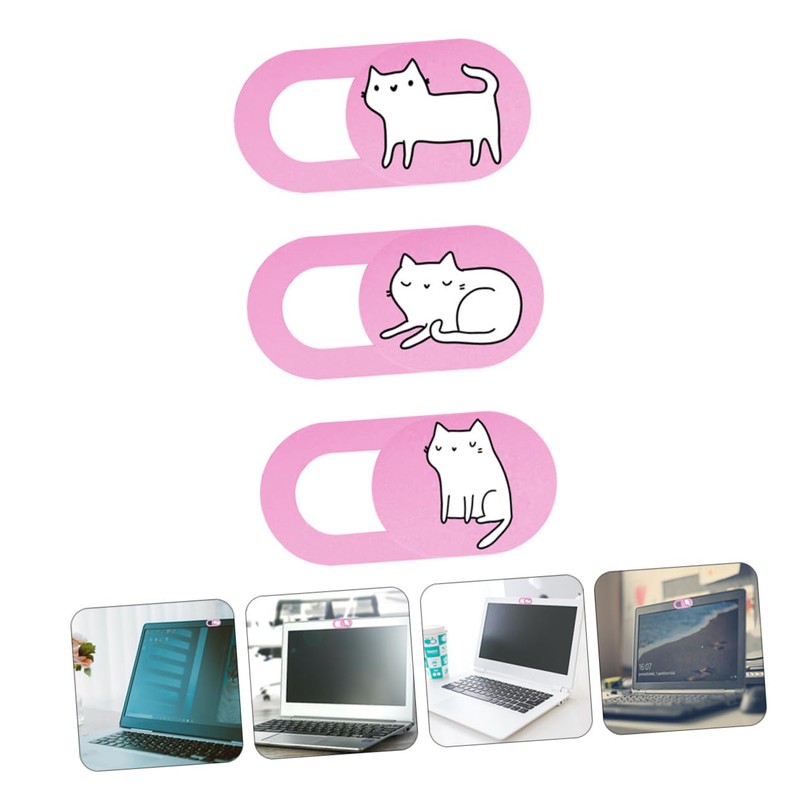 jojofuny 3pcs Adorable Cat Webcam Cover Set Slide Camera Protectors