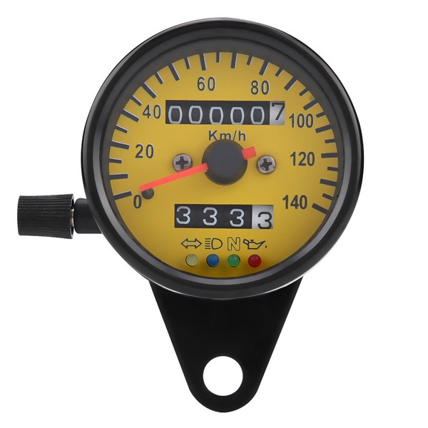 qiilu 60mm Motorcycle Odometer Speedo Gauge with Indicator Black