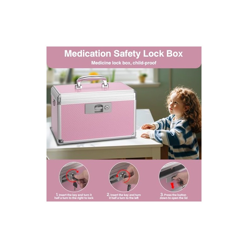 Caja de bloqueo de medicamentos, 13.4 x 7.6 x 8.2