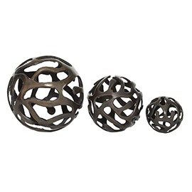 Deco 79 Contemporary Aluminum Geometric Sculpture, Set of 3 8", 6", 4"W, Brass