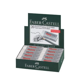 Faber-Castell Dust-free White Eraser (Box of 20) - Soft Erasing, Comfort Edge, Latex Free, Ideal for Black Lead Erasers for School, Office and Home