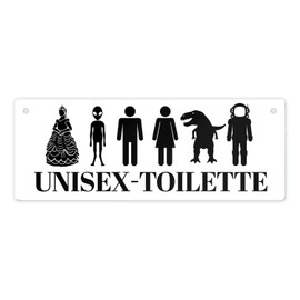 Unisex Toilet Metal Sign L 10.5 x 28 cm White