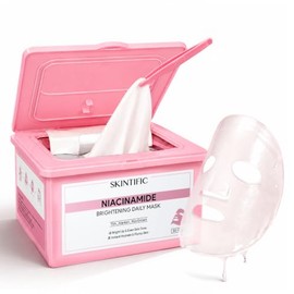 SKINTIFIC Mascarilla Facial Aclaradora con Niacinamida, 30 Piezas