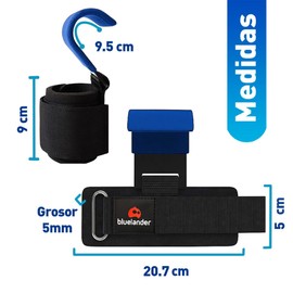 Bluelander Straps para Gym para Levantamiento de Pesas, Straps Ganchos de Levantamiento con Muñequera Ajustable de Velcro, Agarre Firme y Seguro de Ejercicio, Antideslizantes, Prevención de Lesiones