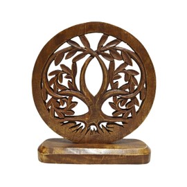 VANIYA CRAFTS® Wooden Carved Handmade Engraved Table Decor Tree Shape Table Sculpture Home Decor Statue for Living Room, Bedroom, Office Desktop, Cabinets