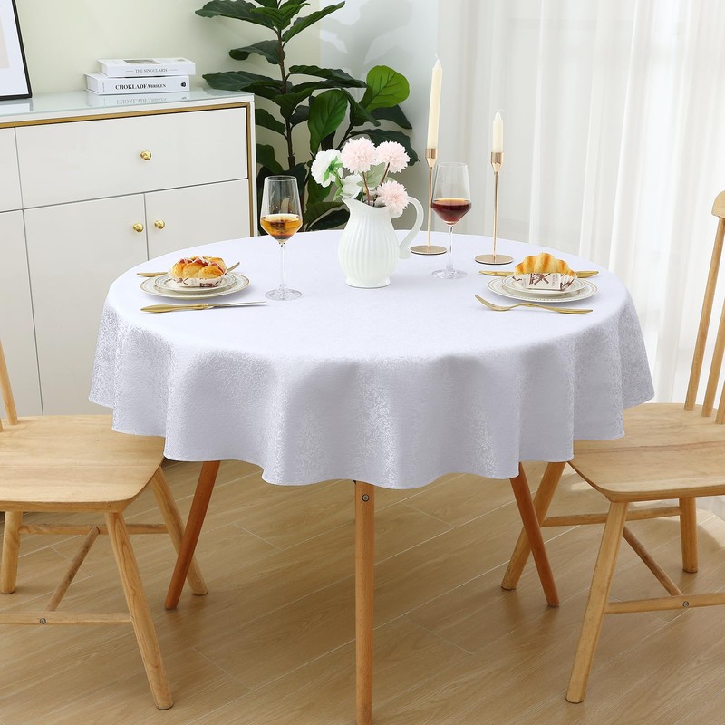Spotjoy Tablecloth Washable Round 140 cm Polyester Table Linen Jacquard