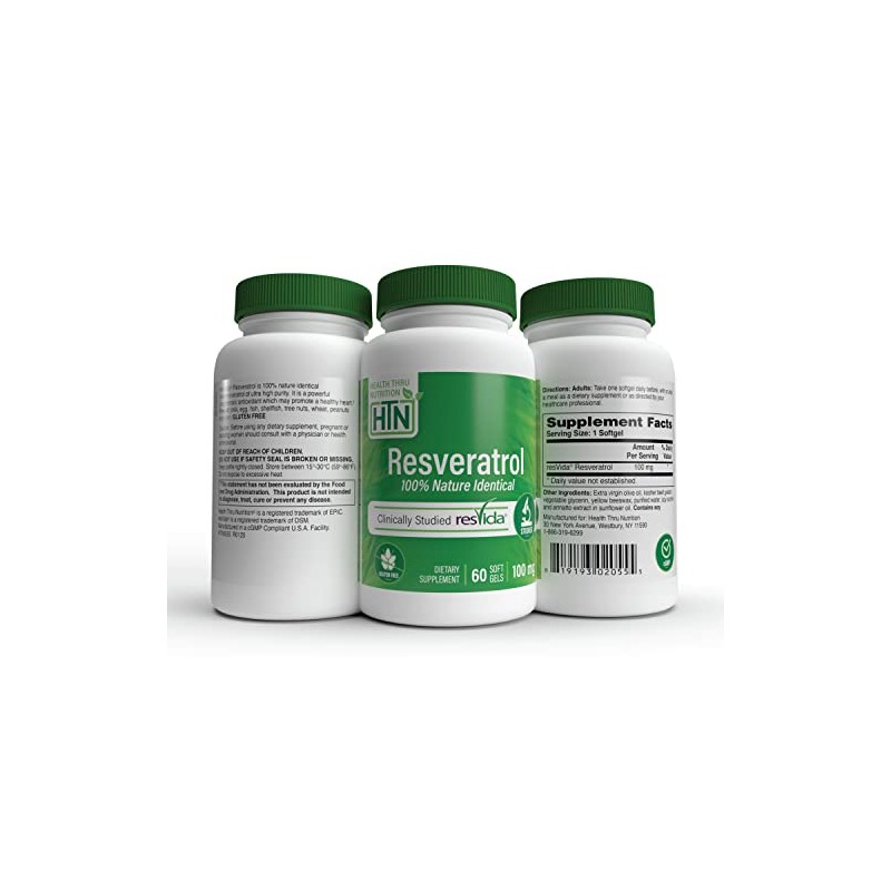 Health Tru Nutrition Resveratrol, 100 Mg, 60 Cápsulas