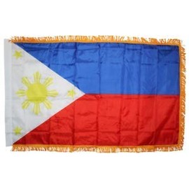 JumpingLight 3x5 Philippines Poly Nylon Sleeve with Gold Fringe Flag 3x5 Banner - Quality Flags