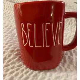 Rae Dunn Ceramic Believe LL Red Christmas mug