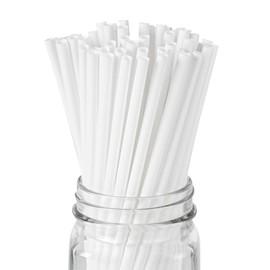 Basic Nature 8.3 Inch Compostable Straws, 100 Disposable Straws - Sturdy, Won't Alter Flavors, White PLA/PBAT Straws, For Hot And Cold Drinks, Certified By BPI - Restaurantware