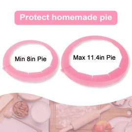 QUWOLACE 2 Pack Adjustable Silicone Pie Crust Shield, Pie BPA-free Pie Crust Protector Cover Kitchen Tool for Baking Pie Pizza, Fit 8-10.7 Inch Pies- Dishwasher Safe (Pink)
