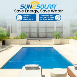 Sun2Solar Solar Pool Cover 16 Mil | 8 x 8 Ft Blue Solar Blanket | Square Swimming Pool, Spa, Hot Tub Cover | Water Conservation & Debris Protection
