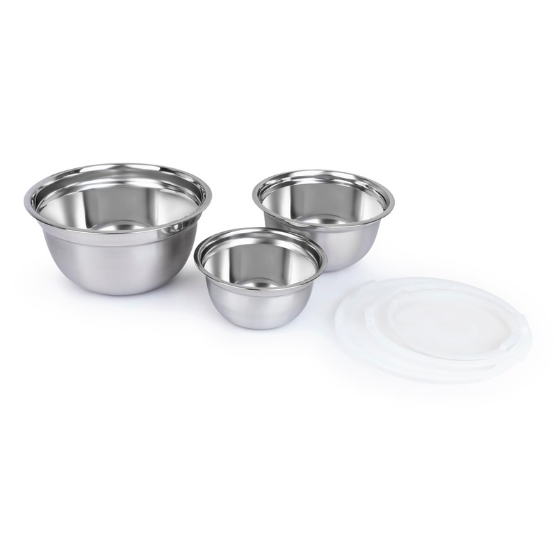 Luminuxe 3-Piece Stainless Steel Mixing Bowl Set with Lids –