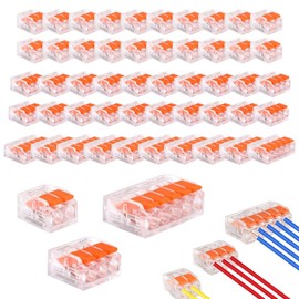 JKITNHJOT Kabelverbinder, 50 Stück Kabelklemmen, Klemme mit Betätigungshebel, Verbindungsklemmen 2/3/5 Polig, Verbindungsklemme für Feste Kabe Frei kombinierbar