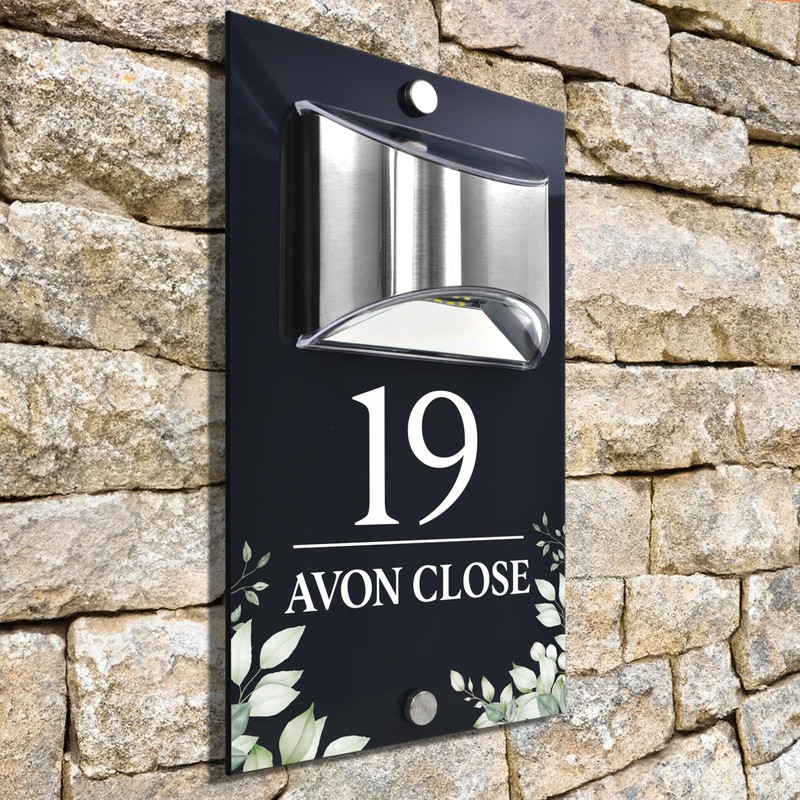 Custom Signs Solar Illuminated Modern Anthracite House Number Sign 24cm