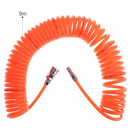 ChgImposs Polyurethane Recoil Air Hose, 30 Ft Long Air Compressor Hose with Bend Restrictor, 1/4" Industrial Universal Quick Coupler and Plug Orange