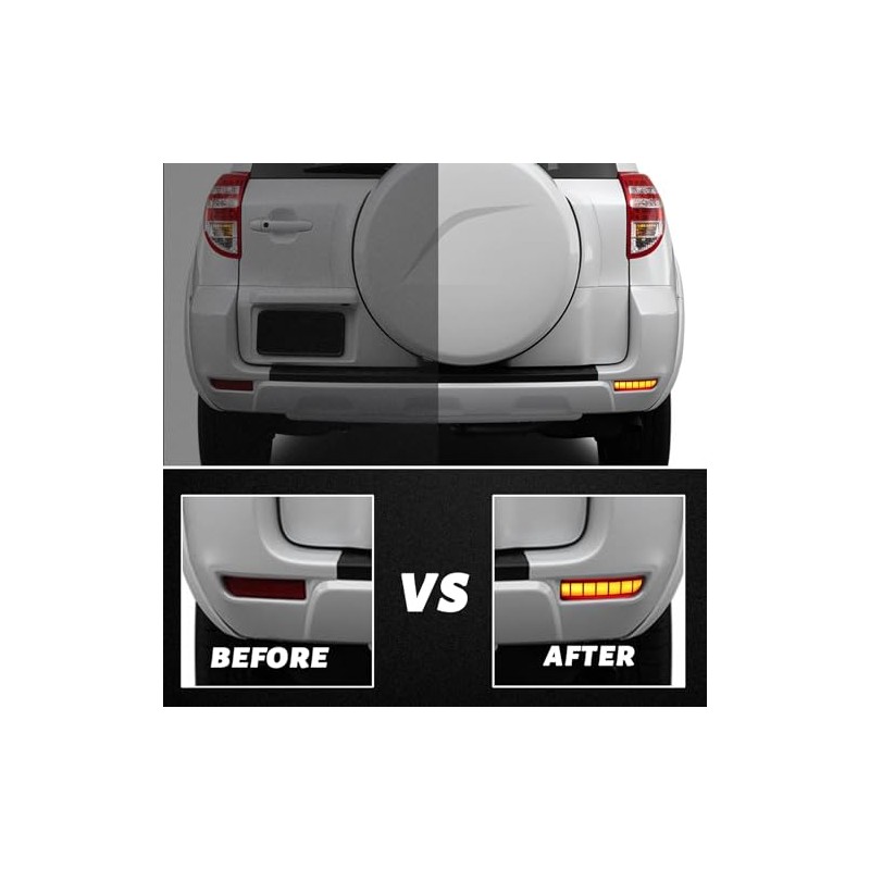 PGTOPONE Full LED Rear Bumper Reflectors Fog Brake Tail Light