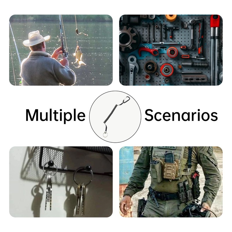 4 Pcs Retractable Spring lanyard,Safety Retractable Coiled Lanyards Straps,Heavy Duty