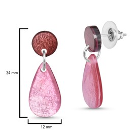 AeraVida Ocean Trends Pink Colored Teardrop Capiz Shell Post Drop Dangle Earrings | Classic Earrings for Women | Drop Dangle Earring | Gift for Women, Mom