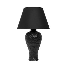 Simple Designs LT1194-BLK 20.08" Refined and Textured Curvy Stucco Ceramic Table Lamp, for Living Room, Bedroom, Office, Black