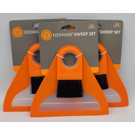 Ohio Trading 3 Pack FlexWare Compact Sweep Set with Brush & Dust Pan for Cleaning Messes at The Campsite, Woodshop or Craft Station! Tackle Small Messes with Ease!