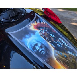 Indian Scout - Motorcycle Tank Decals - 3pc Set - Native American Red Mohawk - for 2015 Thru 2024 Scout Bobber 60 20 Rogue
