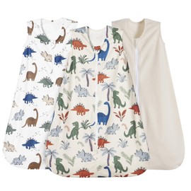 david's kids 3 Pack Micro Fleece Baby Sleep Sack 18-24 Months, Soft Baby Wearable Blankets with 2-Way Zipper, Comfy Sleeping Bags for Toddler Boys Girls Neutral, X-Large Size, Dinosaur