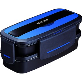 Asbel 3653 TLB-TS820 Lunch Box, 2 Tiers, 28.1 fl oz (820 ml), Lantas DB with Bag, Metallic Blue