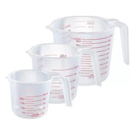 Launers Taza Medidora Graduada Plástico Cocina Repostería 3 Piezas