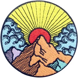 Sunshine Sunrise from Mountain Explore Outdoor Embroidered Iron on Sew on Patch