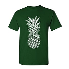 The Goozler Skull Pineapple - Retro Style Hipster - Mens Cotton T-Shirt, XL, Forest