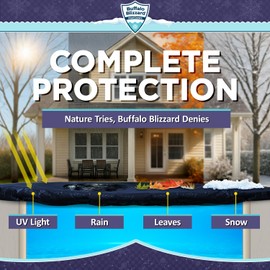 Buffalo Blizzard Supreme Plus Winter Cover with Water Bags Kit for 12 ft x 20 ft Rectangle In-Ground Swimming Pools | Tan/Silver | All Covers Include 5 ft of Overlap to Measure 17-Ft-by-25-Ft