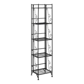 Convenience Concepts Xtra Storage 5 Tier Folding Metal Shelf with Scroll Design, Black