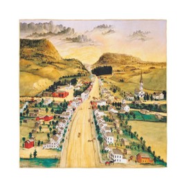 Old Time Workshop 100% mulberry silk art scarf- View of Poestenkill, New York - 19 momme, 35''x35'