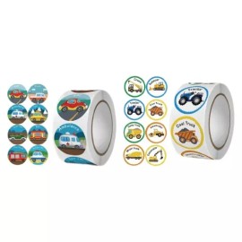 Deluxe Pack 1000 Stickers Vehículos Autos Bus Animados Niños