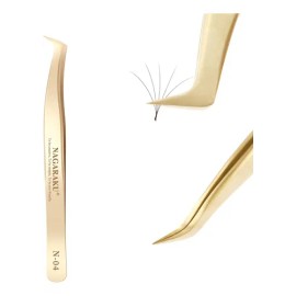 Pinzas Extensiones De Pestañas Volumen Nagaraku N-04 Color Dorado