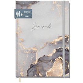 paper&you® Bullet Journal Dotted A4+ with Elastic Band [Grey Marble] 156 Pages | Notebook Dotted, Sketchbook, Diary | Sustainable and Climate Friendly