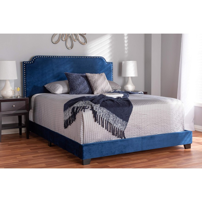 Baxton Studio Beds (Need box spring), Full, Navy Blue