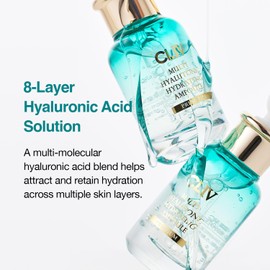 CLIV Multi Hyaluronic Hydrating Ampoule | 85% Hyaluronic Acid, 8-Layer Hydration, Ceramides & Panthenol for Deep Moisture Care | Korean Skincare Nourishing Serum | 1.01 Fl Oz (Pack of 1)