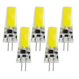 Klgeivb G4 LED Light Bulbs Lighting, 5W Equivalent to 50W, Bi-pin LED Bulb Silicone G4 LED Bulbs (5-Pack) (White, 12V~24V)