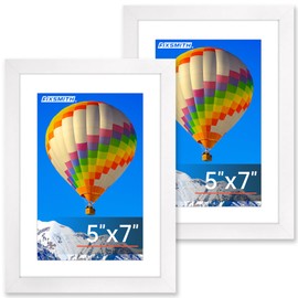 FIXSMITH 5x7 Picture Frame, White Photo Frame with HD Plexiglass, Display Pictures 4x6 with Mat or 5x7 Without Mat Multi Picture Frames Collage for Tabletop or Wall Display, 2 Pack
