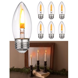TORCHSTAR LED Flickering Light Bulbs E26, 1W Flame Light Bulbs, 2 Modes Fire Flame Bulb, B11 Candle Light Bulbs for Chandelier, UL Listed, 1800K Warm Yellow, Pack of 6