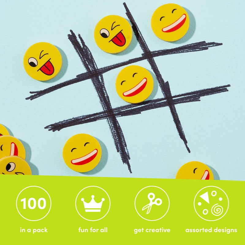 THE TWIDDLERS - 100 Novelty Funny Face Rubber Erasers for
